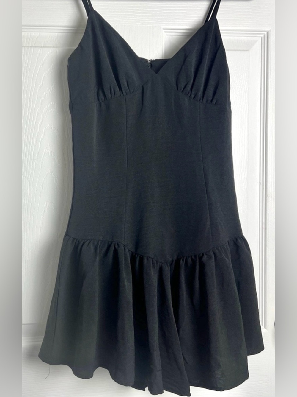 Little Black Dress Babydoll Mini Ruffle Hem Y2K Spaghetti Strap